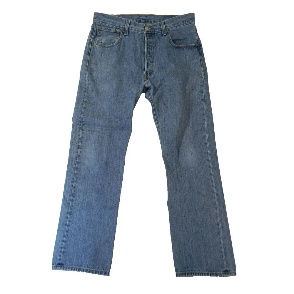 Levi's 501 jeans Men's 34 x 32 regular fit straight Button Fly blue denim pants